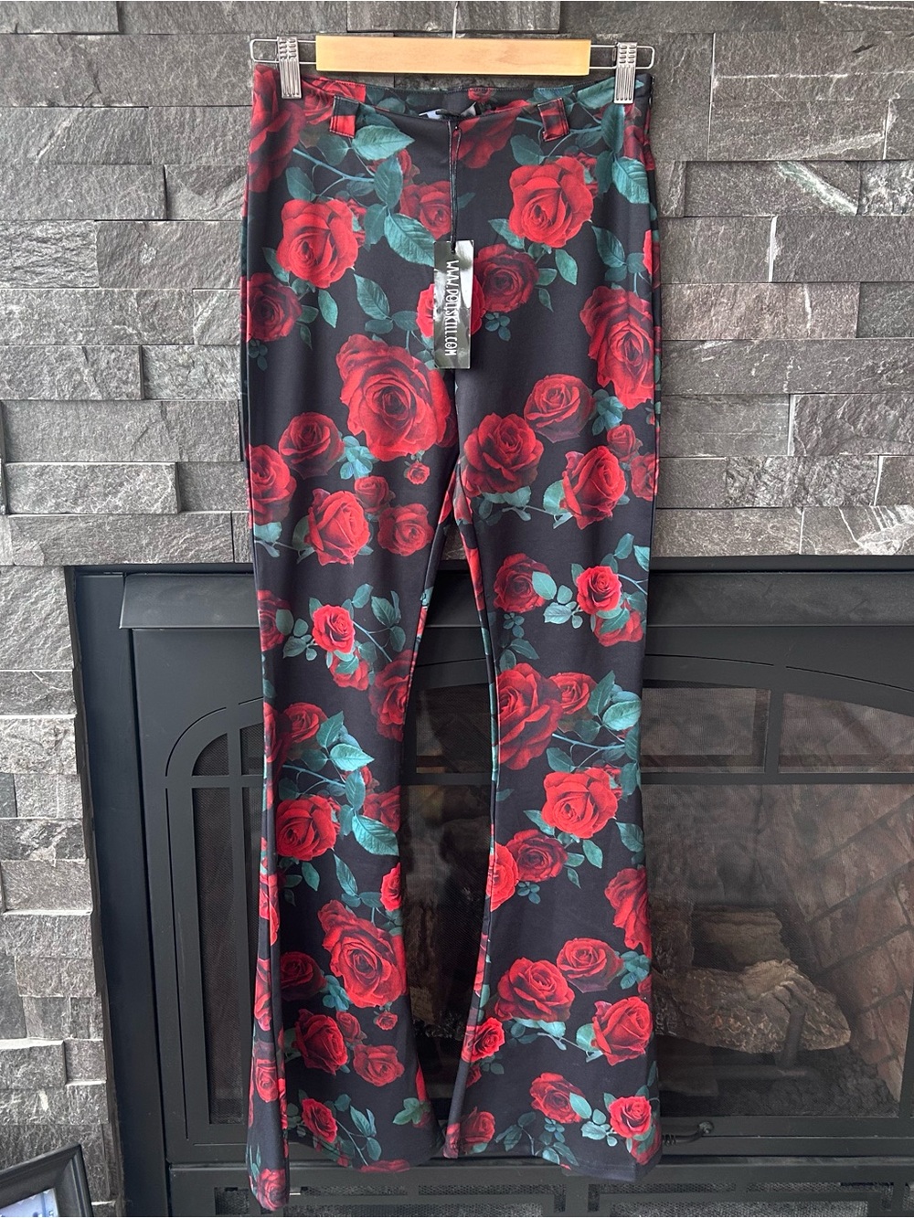NWT Dolls Kill x Current Mood “Lovers Revenge” Rose Print Flare Pants